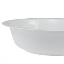 Artículo Cuenco de metal cuenco blanco aspecto esmaltado Ø36cm H9,5cm