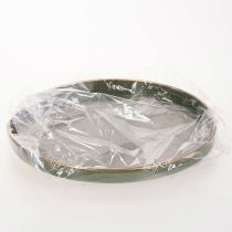 Artículo Bandeja decorativa verde con borde dorado, estilo moderno, 30 cm.