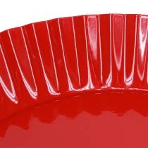 Artículo Plato de metal decorativo retro con pie Rojo Ø24cm 2uds