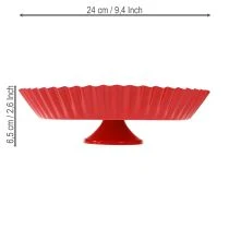 Artículo Plato de metal decorativo retro con pie Rojo Ø24cm 2uds