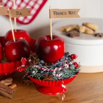 Artículo Placa metálica roja pequeña placa decorativa con base metálica Ø14cm 2 uds
