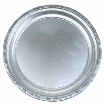 Artículo Plato decorativo metal plateado brillante Ø36cm H3cm
