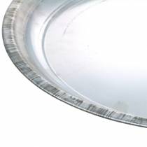 Artículo Plato decorativo metal plateado brillante Ø34cm H3cm