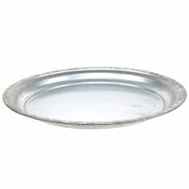 Artículo Plato decorativo metal plateado brillante Ø34cm H3cm