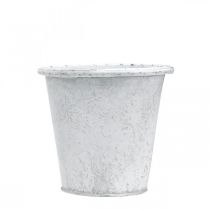 Artículo Macetero con adornos, jardinera, recipiente de metal blanco Ø15.5cm H14.5cm