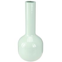 Artículo Jarrón de metal Jarrón esmaltado en verde menta Ø10,5cm H25,5cm
