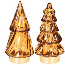 Artículo Adorno navideño de cristal con luces LED para interiores, funciona con pilas, 13 cm, 2 unidades.