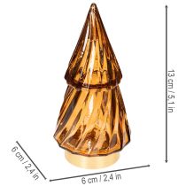 Artículo Adorno navideño de cristal con luces LED para interiores, funciona con pilas, 13 cm, 2 unidades.