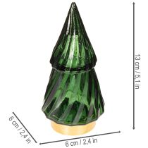 Artículo Árbol de Navidad de cristal con luces LED, decoración de mesa, Navidad, 13 cm, 2 piezas