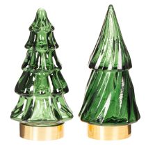 Artículo Árbol de Navidad de cristal con luces LED, decoración de mesa, Navidad, 13 cm, 2 piezas