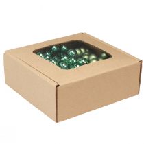 Artículo Mini bolas de árbol de Navidad vidrio sobre alambre verde Ø1,5cm 140 piezas