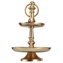 Artículo Mini etagere decoración de metal dorado mate decoración de mesa de 2 niveles Al. 22 cm