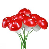 Artículo Mini setas venenosas sobre alambre setas decorativas rojas y blancas Ø2cm 48 piezas
