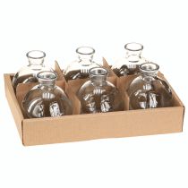 Artículo Mini jarrones de cristal con forma de bulbo teñido de azul Ø7,5cm H9cm 6 uds