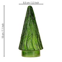 Artículo Miniárbol de Navidad de cristal con luces LED rojas, verdes y marrones, 18 cm, 3 unidades
