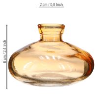 Artículo Mini jarrones de cristal bulbosos planos en color naranja Ø9cm 6 uds
