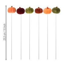 Artículo Mini calabaza decorativa en palo, decoración otoñal, 6 colores, Ø4cm, 18 unidades