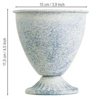 Artículo Mini jarrón cáliz de metal blanco azul vintage decoración 11,5 cm juego de 2 piezas