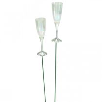 Artículo Mini copa de champán decoración Nochevieja para pegar 7,5cm 24uds