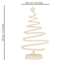 Artículo Mini árbol de Navidad, adorno metálico, aspecto arcilla, beige, 30 cm de alto