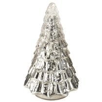 Artículo Mini árbol de Navidad con iluminación LED plata oro 28cm