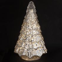 Artículo Mini árbol de Navidad con iluminación LED plata oro 28cm