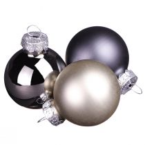 Artículo Mini bolas navideñas bolas de cristal antracita Ø3cm 22uds