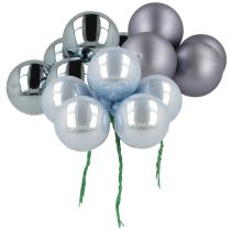 Artículo Mini bolas navideñas de cristal azul mate metalizado 40mm 32 uds