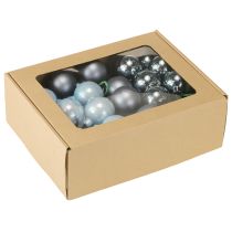 Artículo Mini bolas navideñas de cristal azul mate metalizado 40mm 32 uds