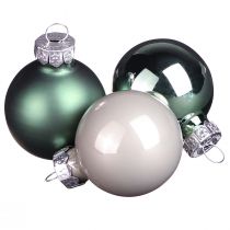 Artículo Mini bolas navideñas cristal verde nácar gris Ø3cm 22 piezas