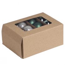 Artículo Mini bolas navideñas cristal verde nácar gris Ø3cm 22 piezas
