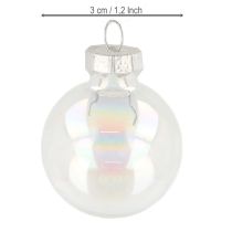 Artículo Mini bolas navideñas de cristal iridiscente, transparentes, de 3 cm, paquete de 22 unidades
