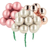 Artículo Mini bolas navideñas de cristal rosa crema Ø25mm 140 uds