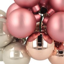 Artículo Mini bolas navideñas de cristal rosa gris alambre Ø40mm 32 uds
