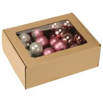 Artículo Mini bolas navideñas de cristal rosa gris alambre Ø40mm 32 uds