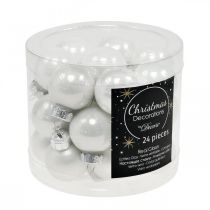 Artículo Mini bolas navideñas de cristal blanco brillo/mate Ø2,5cm 22 uds