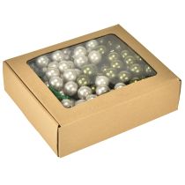 Artículo Mini bolas navideñas en alambre de cristal verde plata 2,5cm 140 uds