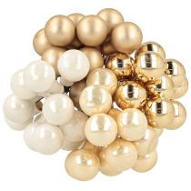 Artículo Mini bolas navideñas en alambre dorado, crema Ø1,5cm 140 uds