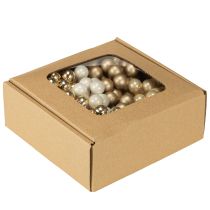 Artículo Mini bolas navideñas en alambre dorado, crema Ø1,5cm 140 uds