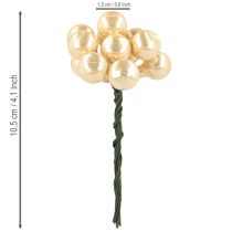 Artículo Mini bolas navideñas en alambre dorado, crema Ø1,5cm 140 uds