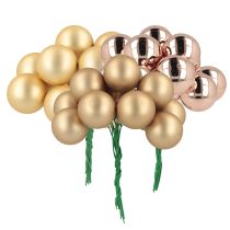 Artículo Mini bolas navideñas en alambre de cristal rosado dorado Ø25mm 140 uds