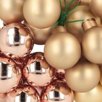 Artículo Mini bolas navideñas en alambre de cristal rosado dorado Ø25mm 140 uds