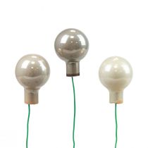 Mini bolas navideñas sobre alambre vidrio crema gris Ø2cm 140ud