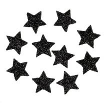 Mini glitter star negro 2,5 cm 48 piezas
