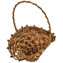 Artículo Mini cesta de mimbre con asa, cesta marrón, 15 x 11 cm, 3 unidades