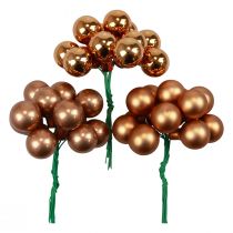 Artículo Mini bolas navideñas sobre alambre vidrio naranja Ø2cm 140 piezas