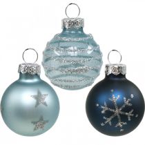 Mini bolas navideñas azul cristal real Ø3cm 9pcs