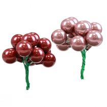 Artículo Mini bolas navideñas de alambre de cristal rosa burdeos Ø2,5cm 140p