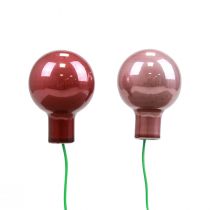 Mini bolas navideñas de alambre de cristal rosa burdeos Ø2,5cm 140p