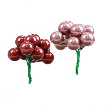 Mini bolas navideñas de alambre de cristal rosa burdeos Ø2cm 140p